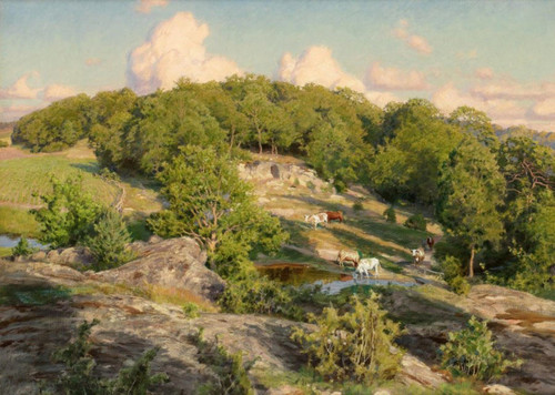 Valley With Grazing Cows By Johan Krouthen By Johan Krouthen Valley With Grazing Cows By Johan Krouthen By Johan Krouthen