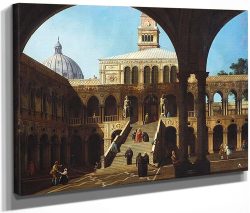Venice Caprice View Of The Courtyard Of The Doge's Palace With The Scala Dei Giganti By Canaletto By Canaletto