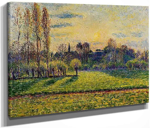 View Of Bazincourt, Sunset By Camille Pissarro By Camille Pissarro