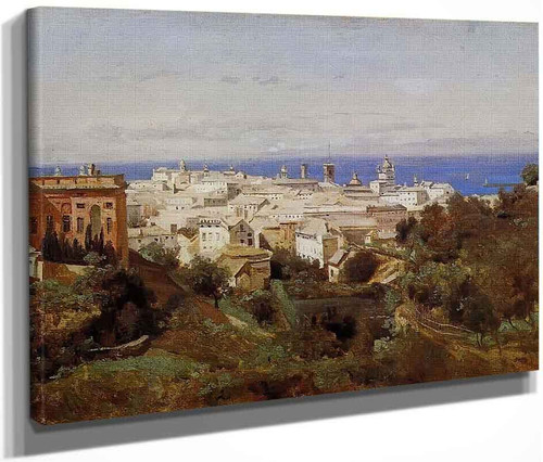 View Of Genoa From The Promenade Of Acqua Sola By Jean Baptiste Camille Corot By Jean Baptiste Camille Corot