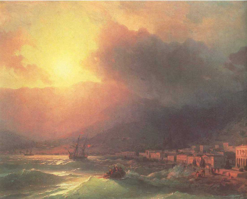 View Of Yalta On Evening By Ivan Constantinovich Aivazovsky By Ivan Constantinovich Aivazovsky
