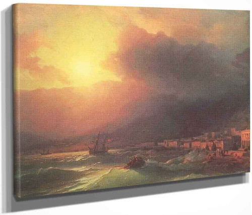 View Of Yalta On Evening By Ivan Constantinovich Aivazovsky By Ivan Constantinovich Aivazovsky