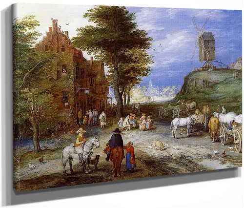 Village Entrance With Windmill By Jan Brueghel The Elder
