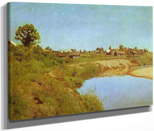 Village On The Bank Of A River By Isaac Levitan