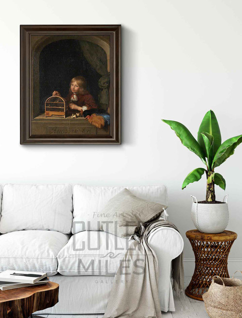 Boy With A Birdcage By Caspar Netscher