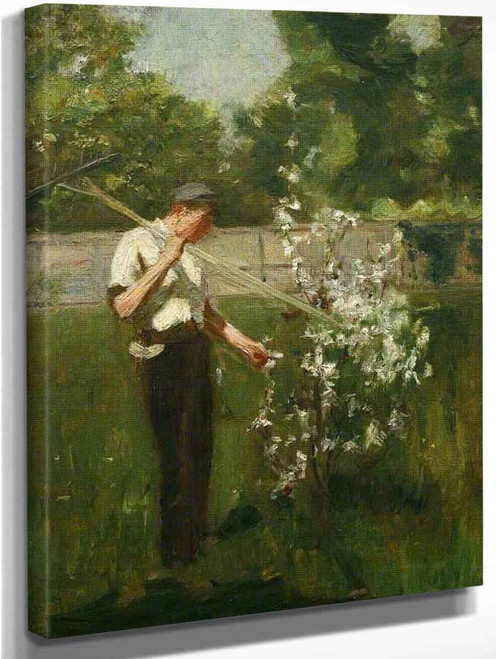 Boy With A Grass Rake By Henry Scott Tuke