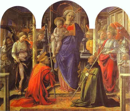 Virgin And Child Surrounded By Angels With St. Frediano And St. Augustine  By Fra Filippo Lippi