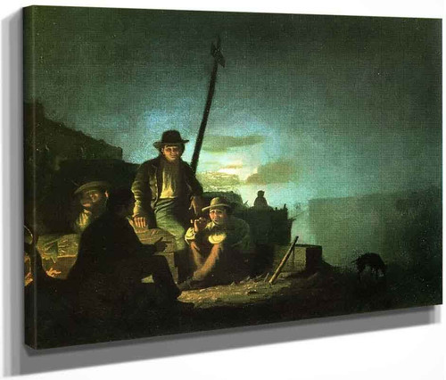 Watching The Cargo At Night By George Caleb Bingham By George Caleb Bingham