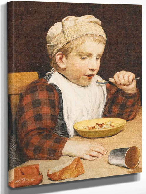 Boy With Hat Eating By Albert Anker