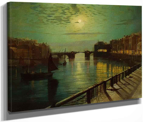 Whitby Harbor By Moonlight 1 By John Atkinson Grimshaw  By John Atkinson Grimshaw