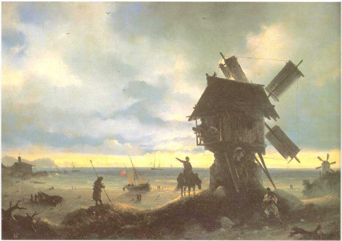 Windmill On The Sea Coast. By Ivan Constantinovich Aivazovsky By Ivan Constantinovich Aivazovsky Windmill On The Sea Coast. By Ivan Constantinovich Aivazovsky By Ivan Constantinovich Aivazovsky