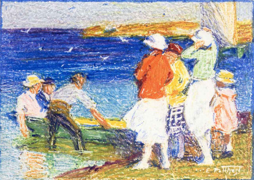 Windy Day At The Shore By Edward Potthast By Edward Potthast