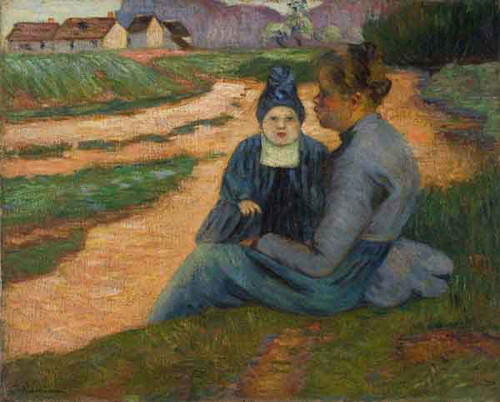 Woman And Child In Landscape By Armand Guillaumin Woman And Child In Landscape By Armand Guillaumin