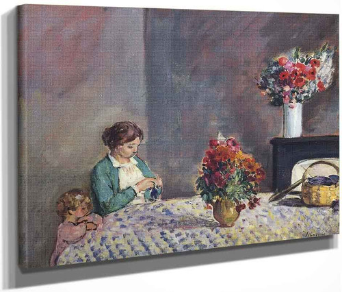 Woman And Child Seated At A Table By Henri Lebasque By Henri Lebasque