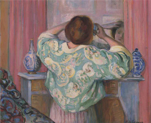 Woman Doing Her Hair At The Mirror By Henri Lebasque By Henri Lebasque