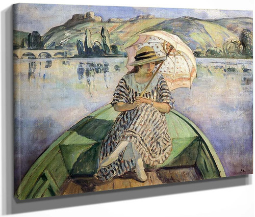 Woman In A Boat With An Umbrella By Henri Lebasque By Henri Lebasque