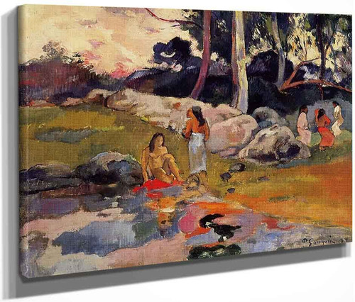 Woman On The Banks Of The River By Paul Gauguin  By Paul Gauguin