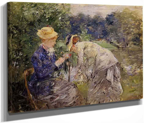 Woman Picking Flowers By Berthe Morisot