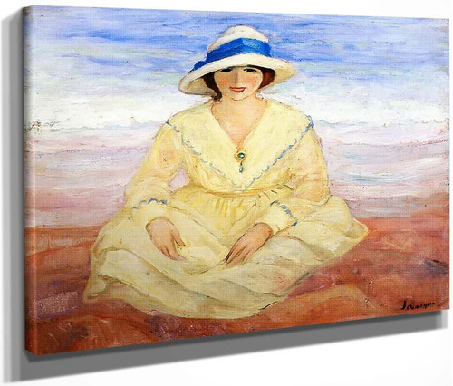 Woman Seated On The Beach By Henri Lebasque By Henri Lebasque
