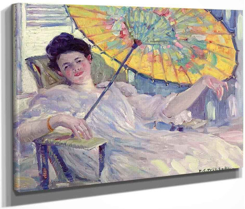 Woman With Parasol By Frederick Carl Frieseke By Frederick Carl Frieseke