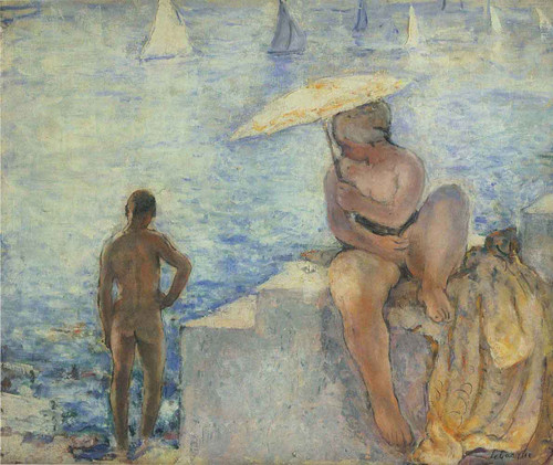 Young Bather With Parasol By Henri Lebasque By Henri Lebasque
