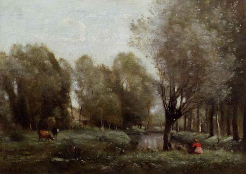 Young Girl Seated In A Meadow By Jean Baptiste Camille Corot By Jean Baptiste Camille Corot