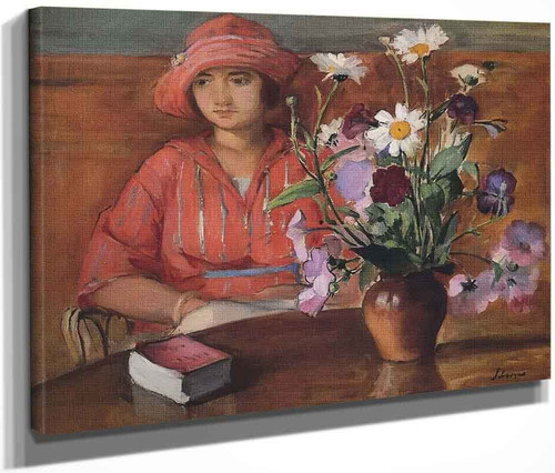 Young Girl With Flowers By Henri Lebasque By Henri Lebasque