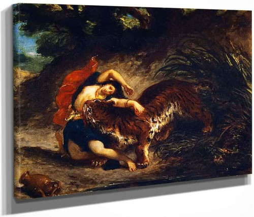 Young Woman Attacked By A Tiger By Eugene Delacroix By Eugene Delacroix