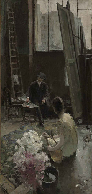 In The Artist's Studio By Constantin Alexeevich Korovin