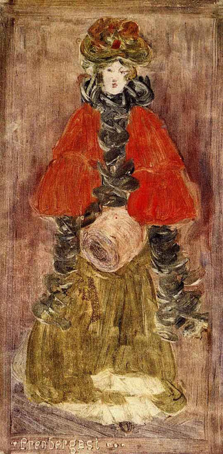 Lady With Red Cape And Muff By Maurice Prendergast