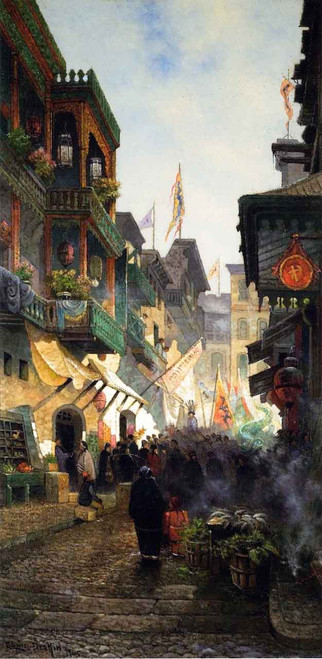 Street In Chinatown, San Francisco By Edwin Deakin By Edwin Deakin