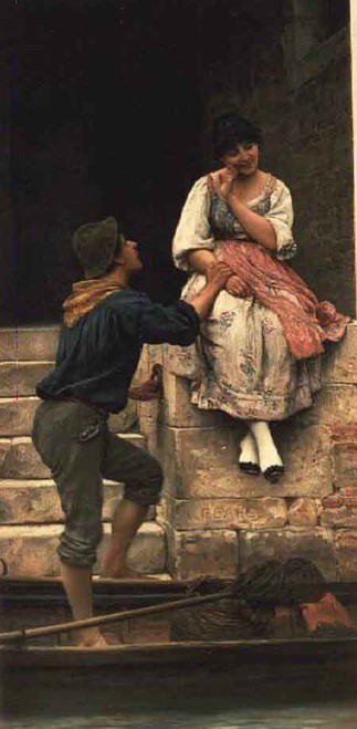 The Fisherman's Wooing By Eugene De Blaas By Eugene De Blaas