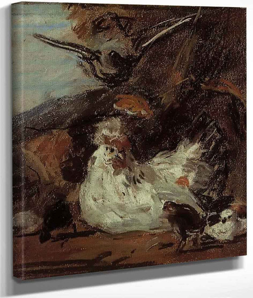 A Hen And Her Chicks By Eugene Louis Boudin By Eugene Louis Boudin