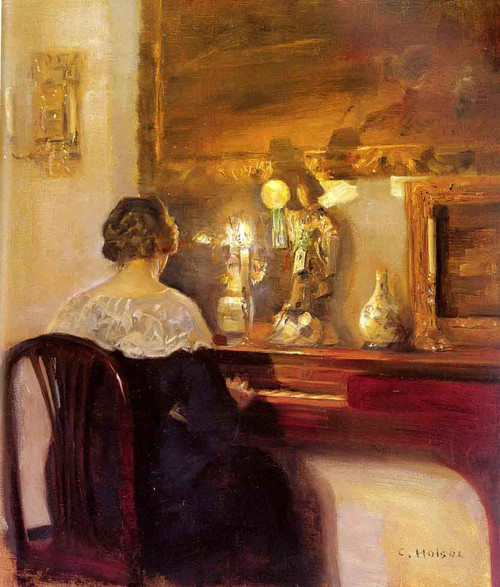 A Lady Playing The Spinet By Carl Vilhelm Holsoe