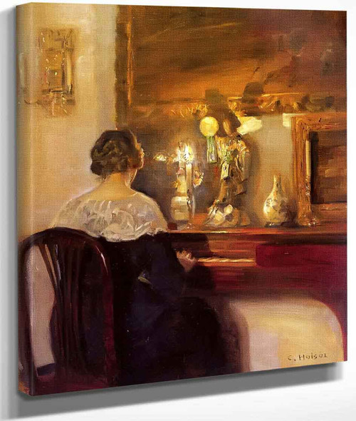 A Lady Playing The Spinet By Carl Vilhelm Holsoe