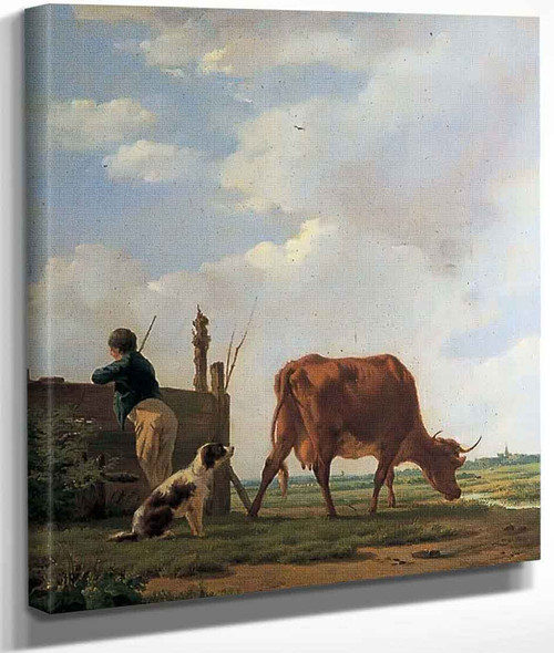 A Peasant Boy With A Cow And A Dog By Thomas Sidney Cooper By Thomas Sidney Cooper