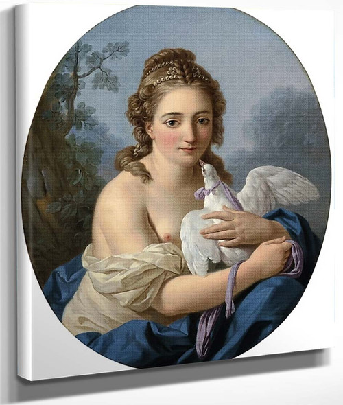 A Young Woman Holding A Dove By Louis Jean François Lagrenee, Aka Lagrenee The Elderfrench, By Louis Jean Francois Lagreneefrench,