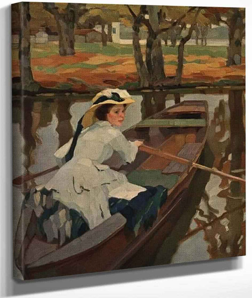 Artist's Wife Frieda Boating By Leo Putz