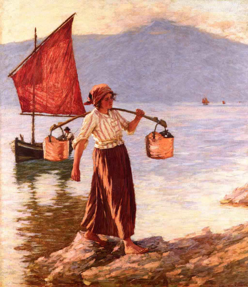Fetching Water From Lake Garda By Henry La Thangue