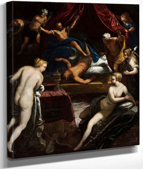 Hercules Expelling The Faun From Omphale's Bed By Jacopo Tintoretto