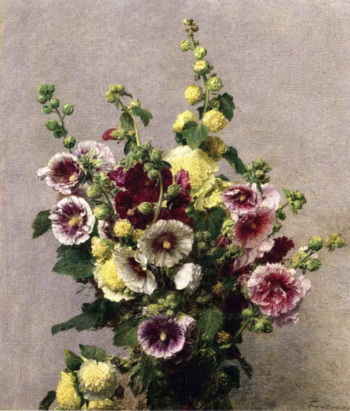 Hollyhocks By Henri Fantin Latour By Henri Fantin Latour