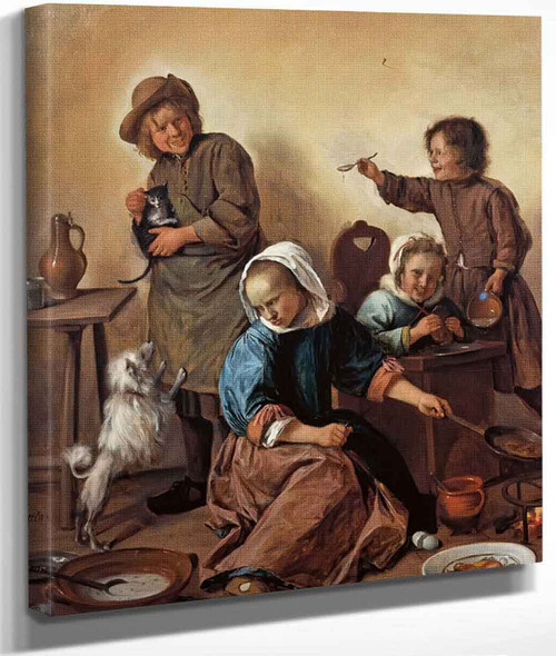 Kitchen Scene With Maid And Children By Jan Steen