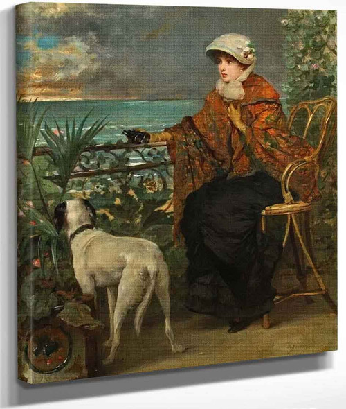 Lady With A Dog By Alfred Emile Leopold Stevens