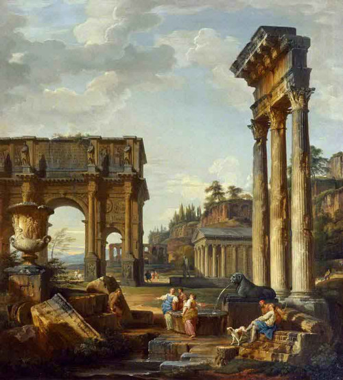 Landscape With The Arch Of Constantine By Giovanni Paolo Panini By Giovanni Paolo Panini