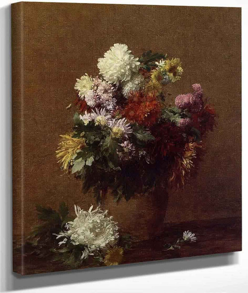 Large Bouquet Of Chrysanthemums By Henri Fantin Latour By Henri Fantin Latour