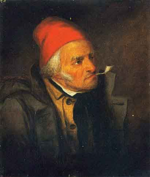 Man With Red Hat And Pipe By Cornelius Krieghoff By Cornelius Krieghoff
