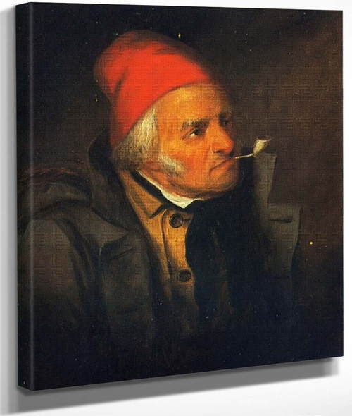 Man With Red Hat And Pipe By Cornelius Krieghoff By Cornelius Krieghoff