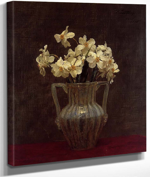 Narcisses In An Opaline Glass Vase By Henri Fantin Latour By Henri Fantin Latour