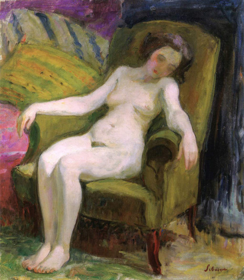 Nude On An Armchair By Henri Lebasque By Henri Lebasque