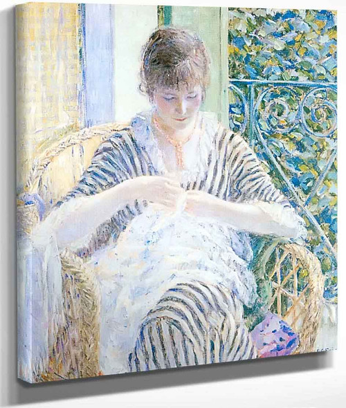 On The Balcony By Frederick Carl Frieseke By Frederick Carl Frieseke